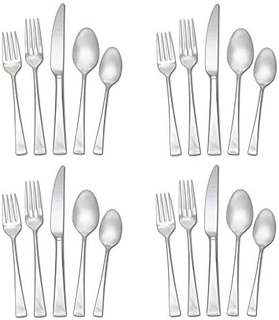 Mikasa Lucia 20 Piece Flatware Set, 18/10 Stainless Steel Silverware, Service for 4, Modern Design, Rust Resistant, Dishwasher Safe