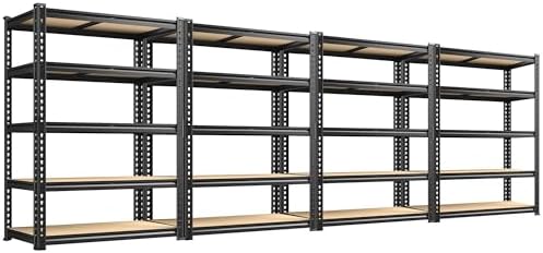 REIBII 2020LBS Storage Shelves 5 Tier Garage Shelving Heavy Duty Adjustable Garage Shelves, Utility Rack Shelf, Shelving Units for Storage Warehouse Pantry Closet, 35.5" W x 11.9" D x 72" H, 4 Pack