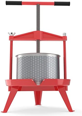 EJWOX Fruit Wine Press 2.38 Gal - Heavy-duty T-Handle & Cross-beam, Stainless Steel Juice Maker for Apple, Grape, Home Brewing