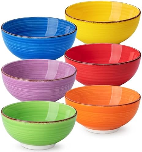 vancasso Bonita 12 Oz Small Bowls Set of 6, Ceramic Mini Dessert & Dipping Dishes, 5" Kids Bowls for Dip and Snacks, Microwave Safe Multicolor