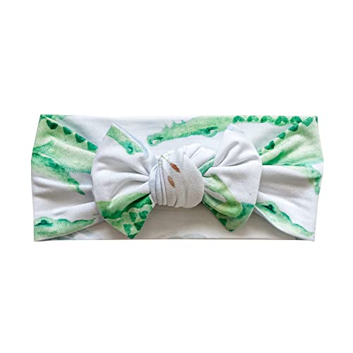 Alligator Ultra Soft Newborn Headband Bow, Viscose from Bamboo with Spandex Stretchy Material