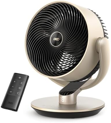 Dreo 16''Height 25dB Quiet Smart Fans for Bedroom, DC Room Fan with Remote, 120°+120° Omni-Directional Oscillating Fan, 6 Modes, 9 Speeds, 12H Timer, Alexa/Google/WiFi/Voice Control, Gold