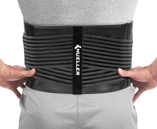 MUELLER Sports Medicine 4-in-1 Lumbar Back Brace with Hot/Cold Pack, Ideal for Upper and Lower Back Pain, Relief & Support for Men and Women, Strains, Sciatica, Scoliosis, Black, One Size