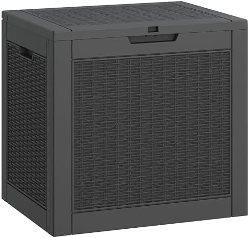 31 Gallon Deck Box, Resin Outdoor Storage Box, Waterproof and UV Resistant Deck Box, Lightweight Storage Box for Garden Tools, Pool Supplies