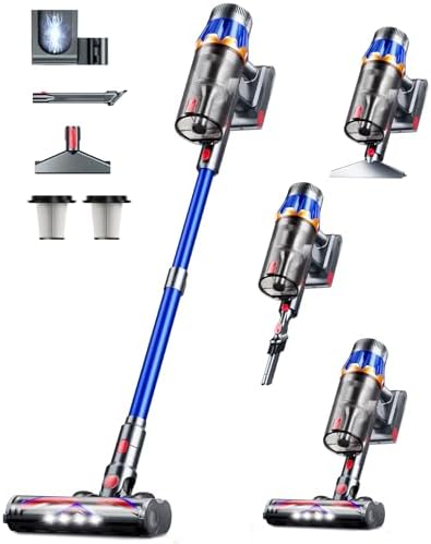 Cordless Vacuum Cleaner, Upgraded 580W 48KPA 70Mins Cordless Stick Vacuum Cleaner with Self-Standing and Smart Screen, Anti-tangle Wireless Vacumm, Vacuum Cleaners for Home/Pet Hair/Carpets/Floors