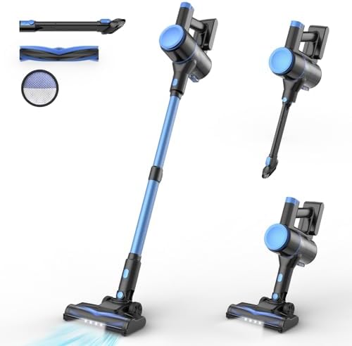 N8 Cordless Vacuum Cleaner, Lightweight Stick Vacuum with Powerful Suction, 2200mAh Battery, 40 Mins Runtime, Self-Standing, Rechargeable Vacuum Cleaners for Home Hardwood Floor Carpet Pet Hair