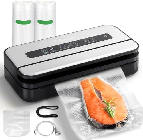 2025 Updated Stylish design Precision Vacuum Sealer Machine Pro for Food Saver, Concealed Handle 90Kpa Vacuum Sealers for Sous Vide,Liquid Food/Build with Cutter/Large Bag Storage/2 Bag Rolls