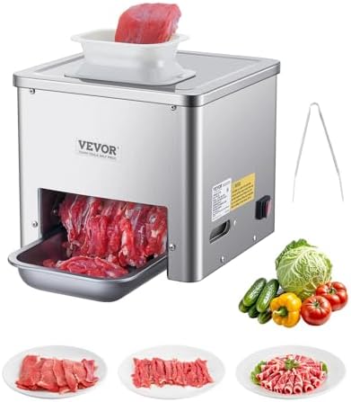 VEVOR Meat Cutter Machine, 550W Meat Slicer, 350 lb/h Commercial Meat Cutting Machine, Stainless Steel, 3.5 mm Thickness, Electric Food Cutting Slicer for Home Kitchen, Restaurant, Supermarket