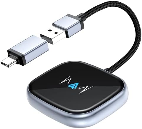 Android Auto Wireless Adapter, Wireless Carplay Adapter, Latest NFC Touchscreen Connectivity, Wireless Plug-and-Play for Android Devices (Android 11 and Above)