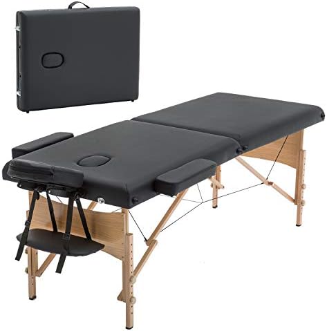 FDW Massage Bed Portable Massage Table 28 inche Wide Lash Bed 2 Folding Heigh Adjustable Spa Tables Foldable with Non-Woven Bag for Spa Footmassage Facial CareSpa Tattoo
