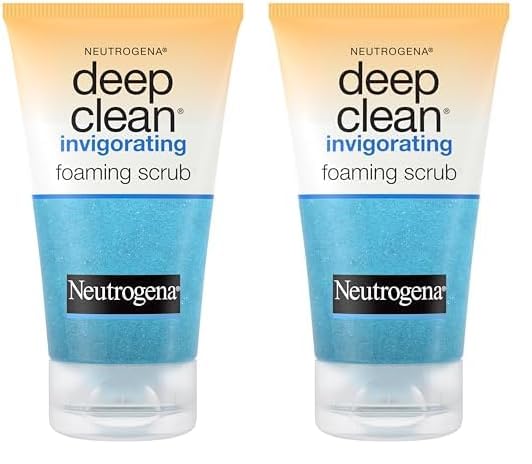 Neutrogena Deep Clean Invigorating Foaming Facial Scrub with Glycerin, Cooling & Exfoliating Gel Face Wash to Remove Dirt, Oil & Makeup, 4.2 fl. oz (Pack of 2)
