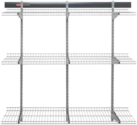 Rubbermaid Fasttrack Rail Storage 48"x16" 3-Shelf Kit, 350 lbs. Per Shelf, for Home/Garage/Shed/Workshop Organization