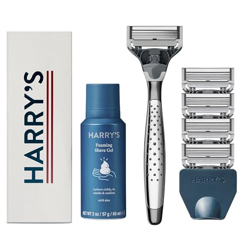 Harry's Shaving Kit for Men - Razor Handle, 5 Razor Blade Refills, Foaming Shave Gel, and Travel Blade Cover - Craft Edition