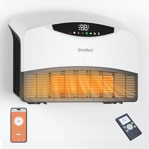 GiveBest-Smart-Wall-Heater, 1500W Electric PTC Space Heaters for Indoor Use, Adjustable Thermostat, Remote Control, Compatible with Alexa, 24H Timer Heat for Bedroom Office Home Garage RV