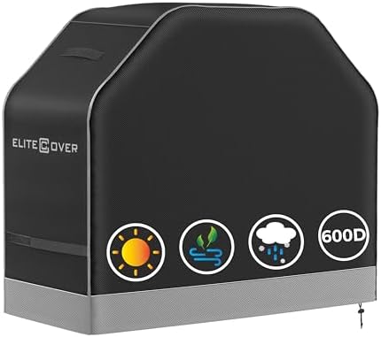 EliteCover 52 Inch 600D Heavy Duty Grill Cover for Outdoor Grill with Waterproof,UV & Fade Resistant, Black