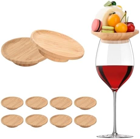 10 Pcs Wine Glass Charcuterie Topper, 4" Mini Charcuterie Boards, Wine Appetizer Plates for Family Gatherings, Restaurants, Bars