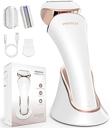 PRITECH Electric Shaver for Women - Cordless Razor for Women Portable Lady Shaver for Legs, Arm, Underarms, Bikini, USB Rechargeable, Wet & Dry Waterproof Bikini Trimmer for Woman, Gold