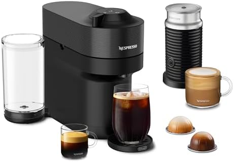 Nespresso Vertuo Pop+ Coffee and Espresso Machine by De'Longhi with Aeroccino Milk Frother, Liquorice Black