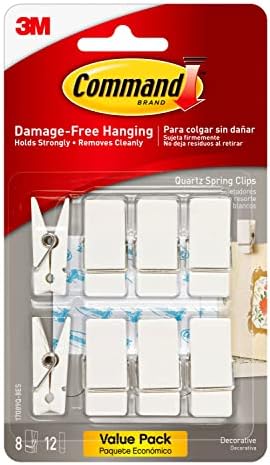Command Spring Clips, Quartz, 8-Clips (17089Q-8ES), Great for dorm decor