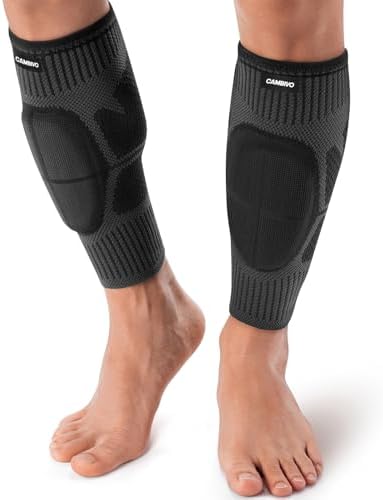 CAMBIVO Calf Compression Sleeves with EVA Pads for Shin Splints, Shin Guards for Men & Women, Leg Brace Support for Running (Pure Black, X-Large)