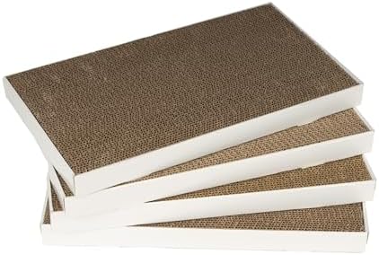 Amazon Basics Corrugated Cardboard Cat Scratchers, 4 Pack, White