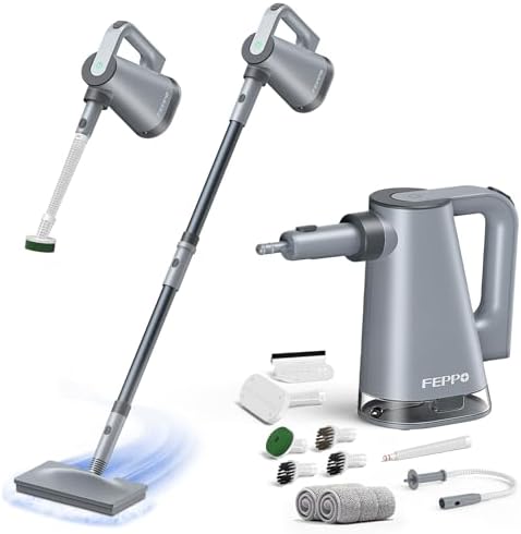 FEPPO Steam Mop & Handheld Steam Cleaner for Home and Floor Cleaning, 15s Heat-Up, 230°F Powerful Steamer with 10-in-1 Multi-Purpose Attachments for Floors, Hardwood,Tiles,Grout,Windows,Kitchen,Bath