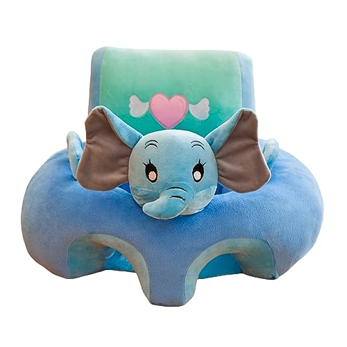 Animal Shaped Baby Sitting Chair Baby Support Sofa Chair Cover Cute Infant Toddler Floor Seat Loungers Sitting Chair for Learning to Sit (Blue Elephant, 40cm*55cm*55cm)