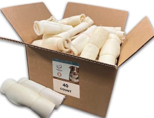 Amazing Dog Treats - Beef Cheek Rolls (6" Regular - 40 Pcs Bulk) - Safe Rawhide Alternative Dog Chew - Great for Power Chewers - Long Lasting Dog Chew - Retriever Rolls for Dogsβ¦