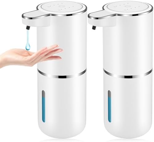 2 Pack Automatic Soap Dispenser,Automatic Liquid Soap Dispenser Touchless,13.4oz/380ml USB Rechargeabled Wall Mounted Smart Soap Dispenser for Bathroom Kitchen Dish Soap