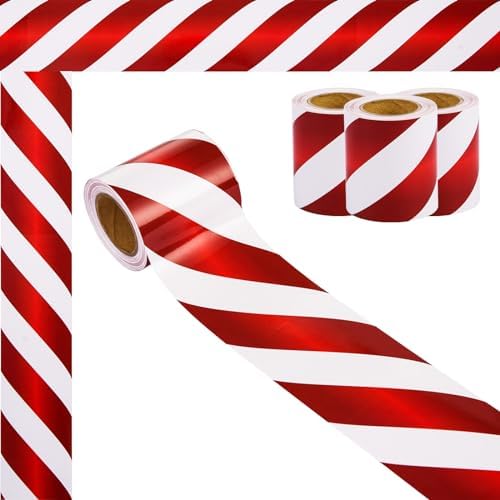 99 Feet Christmas Bulletin Board Border Candy Cane Straight Bulletin Board Border Trim Peppermint Classroom Border Decoration for Candyland Xmas Holiday Classroom Decor,3 Roll(Thick Red White Stripe)