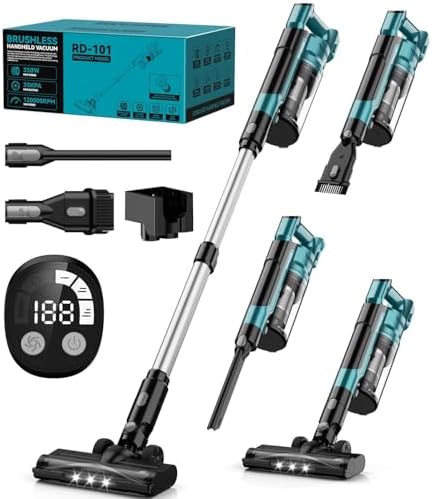 350W Cordless Vacuum Cleaner for Makita 18V Battery, 35kPa Brushless Lightweight Stick Vacuum with 3 Mode Suction, 6 in 1 Stick Vacuum Cleaner with HEPA for Floor, Carpet, Car (Battery Not Included)