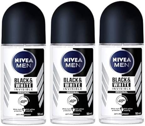 Nivea for Men Deodorant Roll On 1.69 Oz (Invisible B&W Power) Pack of 3