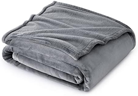 Bedsure Fleece Blanket Twin Size Grey - 300GSM Lightweight Plush Fuzzy Cozy Soft Warm Blanket for Bed, Sofa, Couch, Travel, Camping, 60x80 inches