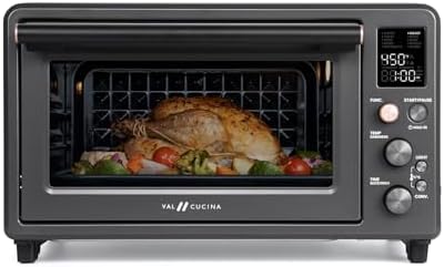 VAL CUCINA Infrared Heating Air Fryer Toaster Oven Combo, with Non-toxic Enamel-coated Interior, Extra Large Countertop Convection Oven 10-in-1 Combo, 6-Slice Toast, Enamel Baking Pan Easy Clean