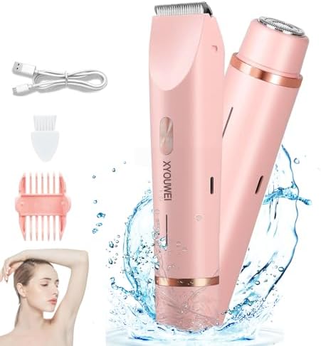 Electric Shaver for Women, 2 in 1 Bikini Trimmer, USB Rechargeable Electric Razors Body Hair Trimmer for Face Leg Bikini Underarm Arm