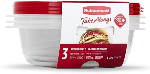 Rubbermaid TakeAlongs Food Storage Container, 5 Cup, 3 Count