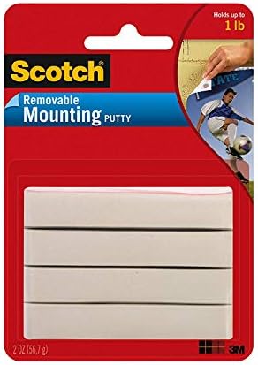 Scotch Mounting Putty 3MVK, Removable, 2 oz, White, 3-Pack