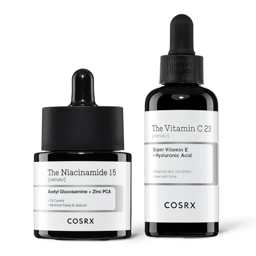 COSRX Korean Skin Care Duo - Niacinamide 15% Serum + Vitamin C 23% Serum, Radiance Boosting and Firming Skincare Routine, Korean Skin Care Set
