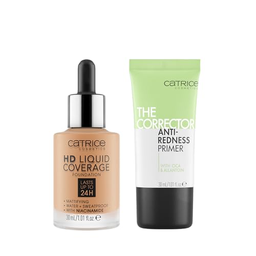 Catrice | HD Foundation 46 & The Corrector Anti-Red Primer| Full Coverage Makeup | Vegan & Cruelty Free