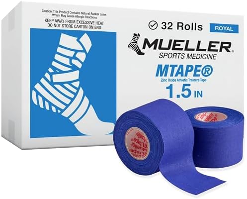 MUELLER Sports Medicine MTape Rolls Team Pack, Quality Athletic Tape, Easy to Tear for Fast & Effective Taping, 1.5" x 10 Yards Per Roll, 32 Rolls