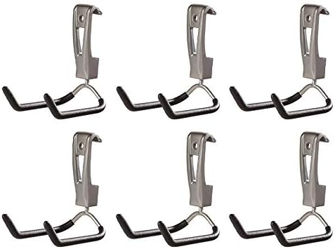 Rubbermaid FastTrack Wall Mounted Garage Storage Utility Multi Hook for Tools, Chairs, Hose, Equipment, and Other Items, Supports 25 Lbs Each (6 Pack)