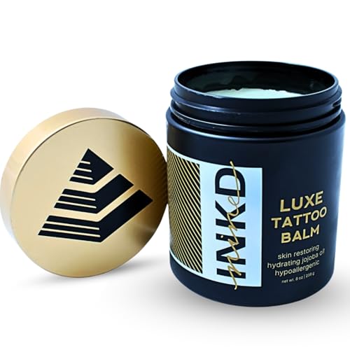 Tattoo Aftercare Balm & Cream 8oz - Natural Healing Lotion & Moisturizer for Ink Care - Ointment for Brightening, Enhancing, & Reviving New + Old Tattoos - 100% Vegan & Petroleum Free
