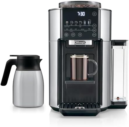 De'Longhi TrueBrew Drip Coffee Maker, Built in Grinder, Single Serve, 8 oz to 24 oz with 40 oz Carafe, Hot or Iced Coffee, Stainless,CAM51035M
