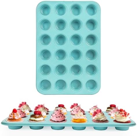 2-Pack Light Blue 24-Cup Ceramic Mini Muffin Pan – Non-Stick Muffin Tin, PFOA-Free, Healthy Baking, Perfect for Cupcakes, Breakfast Treats & Party Delights