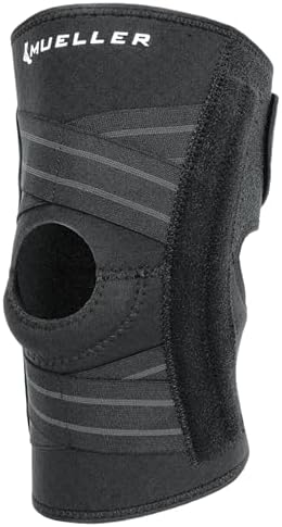 MUELLER Sports Medicine Self Adjusting Knee Brace for Men and Women, Knee Stabilizer for Compression and Pain Relief Support, Ideal for Arthritis, Sprains, Black, One Size