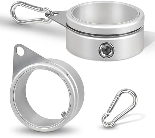 Anovo Flag Pole Rings, Flagpole Rings Aluminum Alloy 360° Rotating Anti Wrap Flag Mounting Spinning Ring Clips for 1.75-2.02 Inch Diameter Flagpole (2 Inch -Pack of 2, Matte Silver)