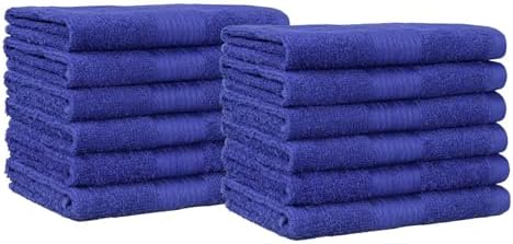 Amazon Basics Cotton Washcloths for Face, Soft, Absorbent, 12-Pack, Navy Blue, 12 Inch x 12 Inch