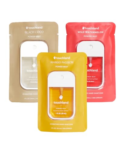 Touchland Power Mist Hydrating Hand Sanitizer Spray, TROPICAL 3-PACK (Mango Passion + Beach Coco + Watermelon), 500-Sprays each, 1FL OZ (Set of 3)GET 20% OFF STOREWIDE!