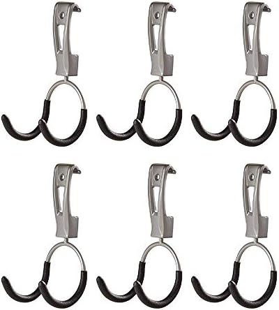 Rubbermaid Universal Powder Coaded Metallic FastTrack Hanging Garage Hook Organizers for Ladder, Tool, and Bike Storage (6 Pack)