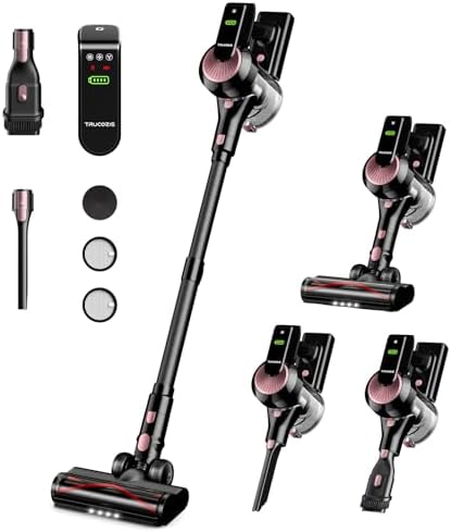Cordless Vacuum Cleaner, 40Kpa 45Mins Vacuum Cleaners for Home, 8-in-1 Lightweight Stick Vacuum with Powerful Suction, Anti-tangle Wireless Vacuum for Carpet, Tile, Pet Hair, Hardwood Floors, Black